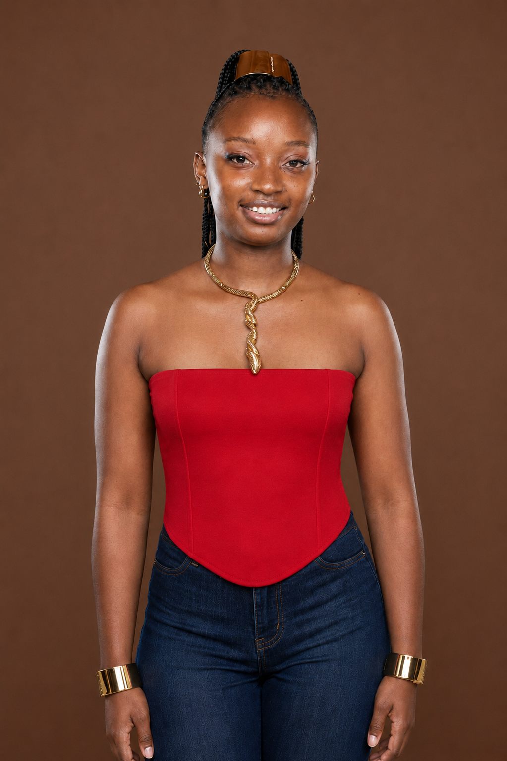 Ankara Corset In Red